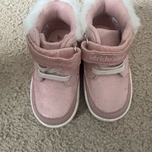 Stride Rite Pink Boots with Velcro Strap and Suede Finish